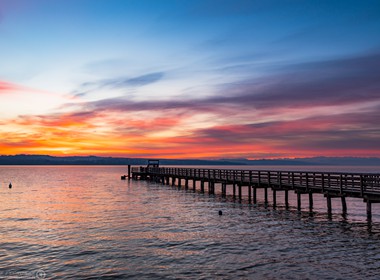 20.01.2019 Morgenrot am Dampersteg bei Schondorf am Ammersee.