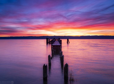 16.02.2020 Morgenstimmung mit schönem Morgenrot am Ammersee.